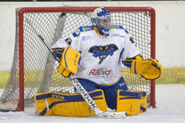 KEEP OUT: Hull Stingrays' goaltender Ben Bowns. Picture: Arthur Foster.