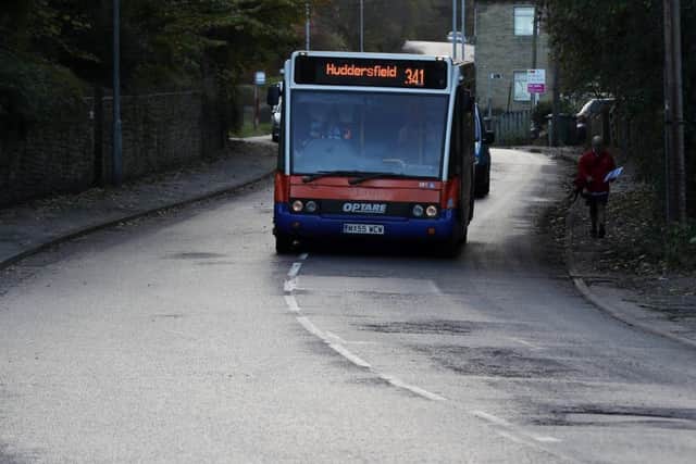 A bus on the hill where Stephen Turner steered to safety after the driver collapsed at the wheel
