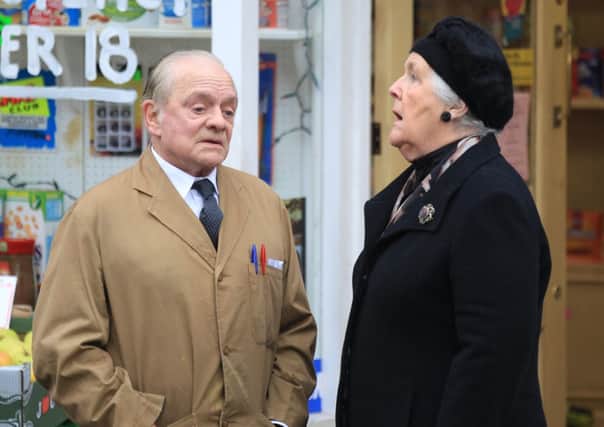 Stephanie Cole and Sir David Jason on the set of the Christmas special of Open All Hours in Doncaster. Picture: Ross Parry Agency