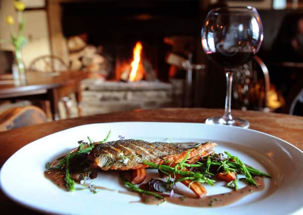 Pan fried seabass fillet, parsnips,samphire and beurre rouge