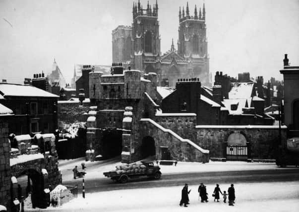 York Minster and Bootham Bar after heavy snowfall during the 1930's