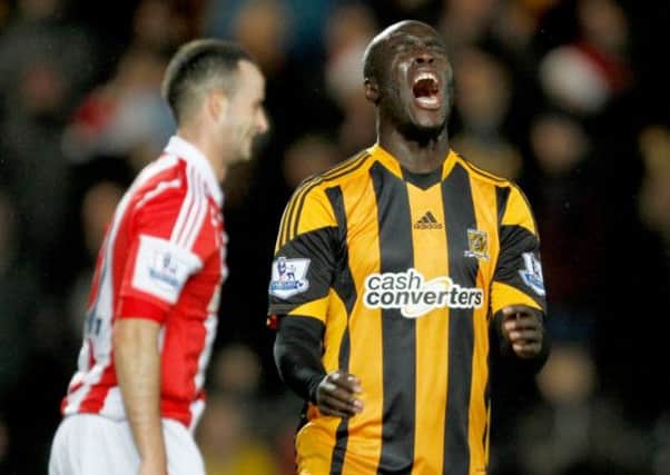 Hull City's Yannick Sagbo misses his first half chance