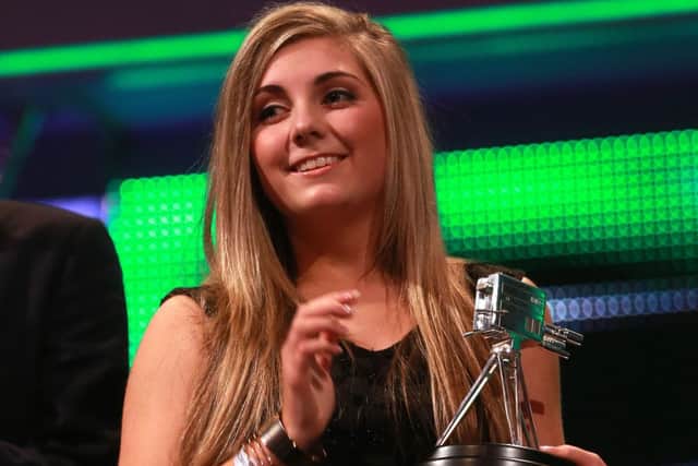 Winner of the Young Sports Personality of the Year 2013, Amber Hill during the 2013 BBC Sports Personality of the Year Awards at the First Direct Arena, Leeds.