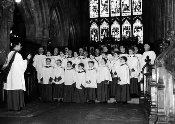 December 1960: Rehearsing Christmas carols at St. Mary's Church, Beverley