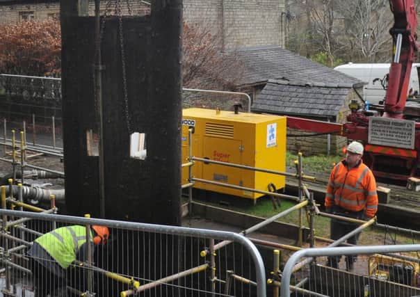Lock gates being replaced on the canal near Greenfield, Huddersfield