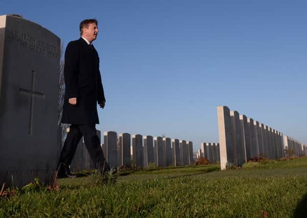 David Cameron visits Tyne Cot War Cemetery near Paschendelle, Belgium