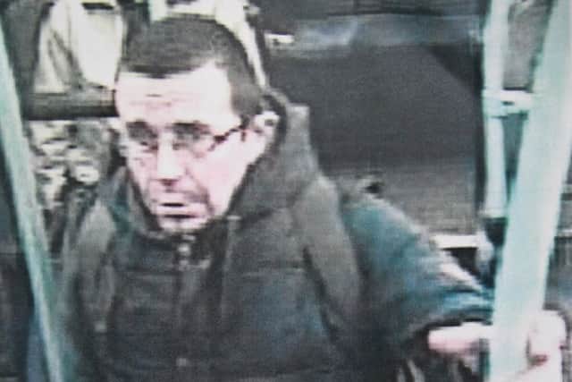 A CCTV image of the last time Simon Holdsworth was seen alive, as he tok the bus home from work.