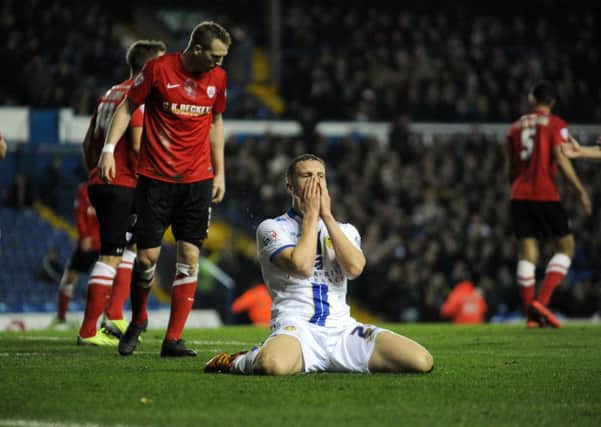 Matt Smith reacts after missing a chance to score