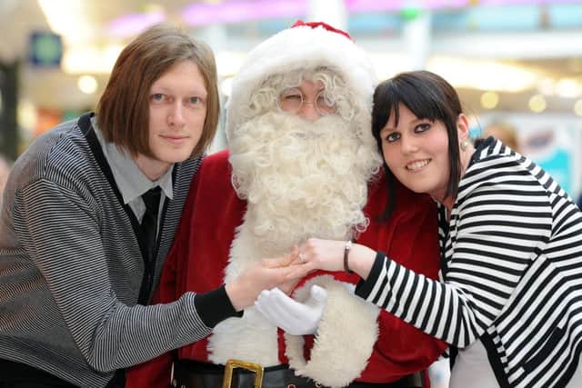 Mark Rolls proposed to his girlfriend Natasha Robinson in Santa Grotto at the White Rose Centre, Leeds.