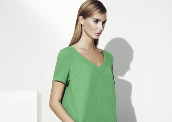 Paintbox green V-neck tunic dress, M&S