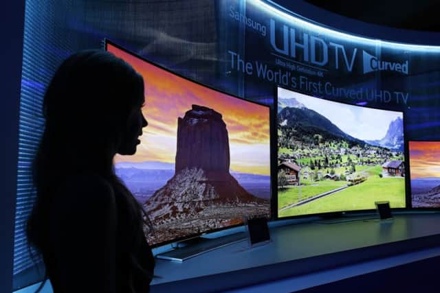 Samsung's curved 4K UHD TVs at the International Consumer Electronics Show in Las Vegas.