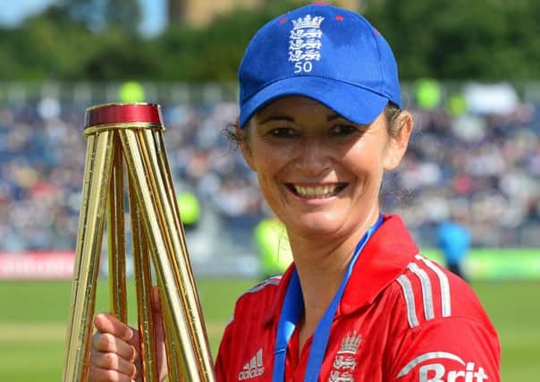 England women's captain Charlotte Edwards with the Ashes trophy