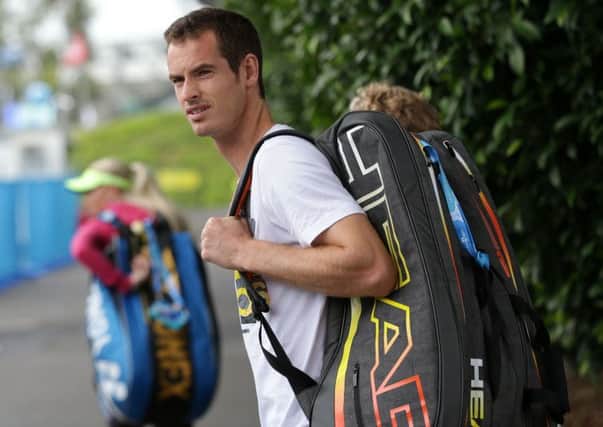 Andy Murray walks to a practice court ahead of the Australian Open tennis championship in Melbourne Australia