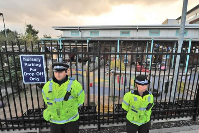 Police at the grounds of York College Nursery. Picture: Ross Parry Agency