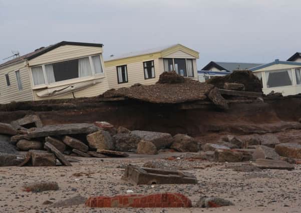 Damage to the Sandy Beaches holiday village at Spurn Point in East Yorkshire
