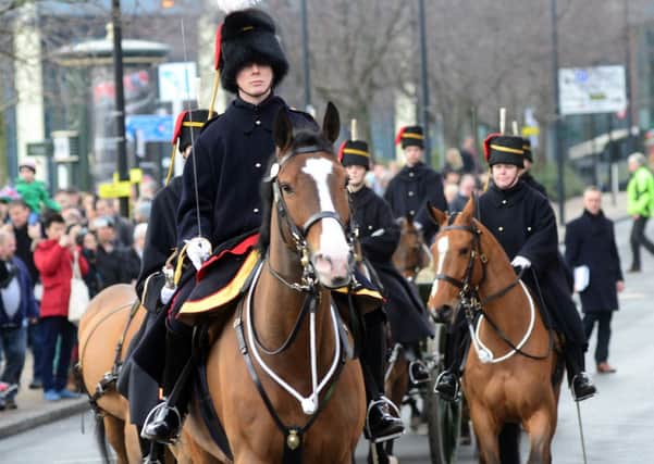 The 1st Regiment Royal Horse Artillery parades through Sheffield.