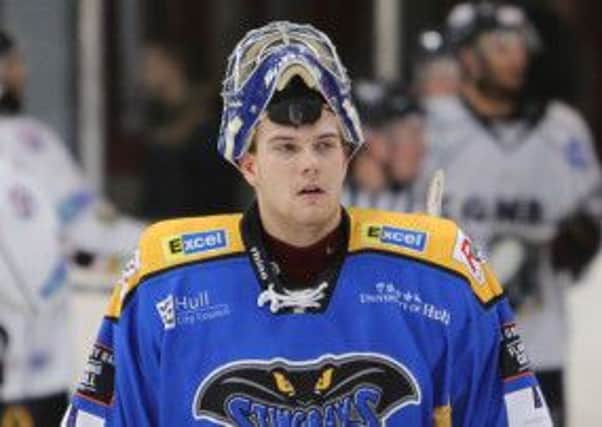 SOLID: Hull Stingrays netminder Ben Bowns. Picture: Arthur Foster.