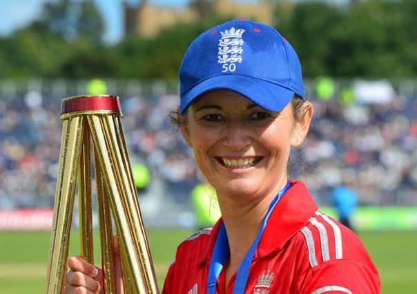 England women's captain Charlotte Edwards with the Ashes trophy during the second Women's International T20 at the Emirates Durham ICG, Durham.