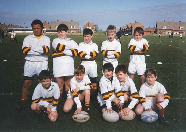 Odd one out - Luther Burrell back left, representing Huddersfield RUFC juniors