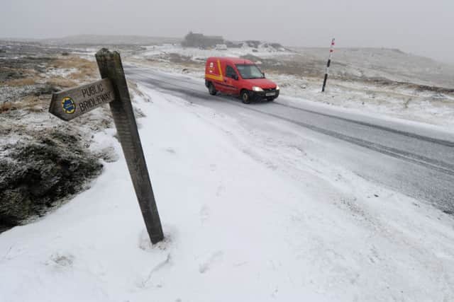 Snow covers the Tan Hill area in North Yorkshire as blizzards sweep the north of the country