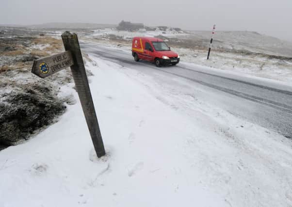Snow covers the Tan Hill area in North Yorkshire as blizzards sweep the north of the country