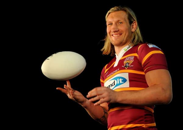 Huddersfield Giants' Eorl Crabtree during the official launch of the First Utility Super League at Event City, Manchester.