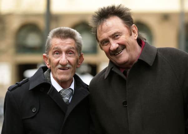 The Chuckle Brothers, Barry and Paul Elliott, arrive at Southwark Crown Court