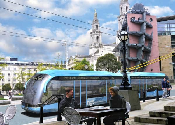 Artist's impression of a trolleybus in Millennium Square