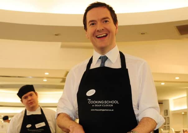 Chancellor George Osborne  at The Cooking School during his visit to Dean Clough Mills in Halifax.