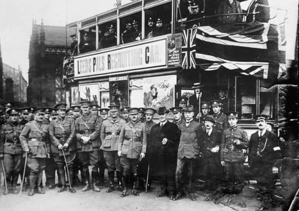The decorated tram which attracted recruits for The Leeds Pals in the First World War.