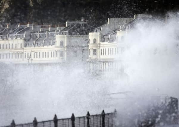 Waves crash over the promenade in Dover, Kent, as more bad weather and storms sweep across the country.