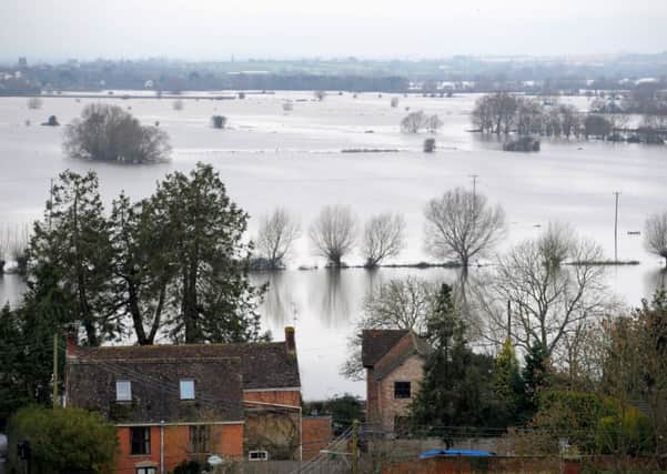 Flooded farmland surrounding Burrowbridge in Somerset.