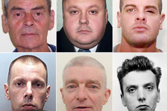 Peter Tobin, Levi Bellfield, Dale Cregan (bottom row, l to r) Lee Newell, Ian McLoughlin, Ian Brady as leading judges gave a crucial ruling backing the use of whole-life sentences