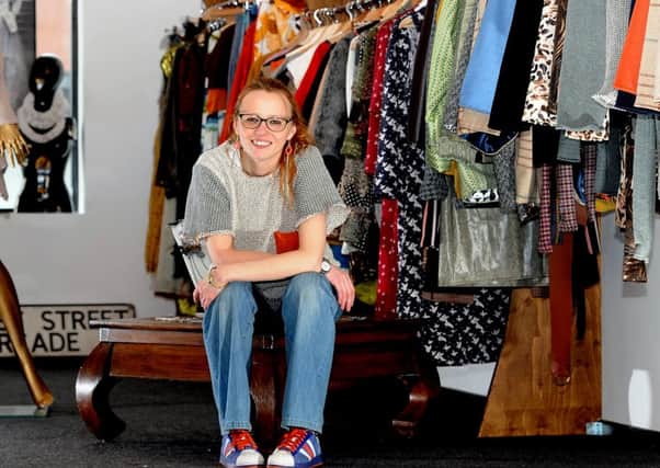 Fashion designer, Bo Carter, at her boutique in the Central Arcade, Leeds.