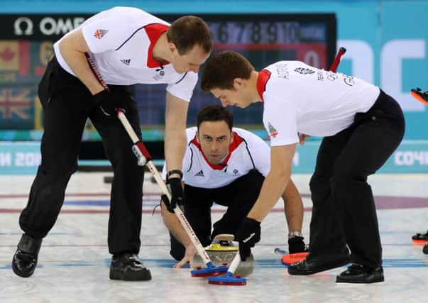 Great Britain's skip David Murdoch (centre) during the Men's Gold medal match at the Ice Cube Curling Centre during the 2014 Sochi Olympic Games in Sochi, Russia. (Picture: Andrew Milligan/PA Wire).