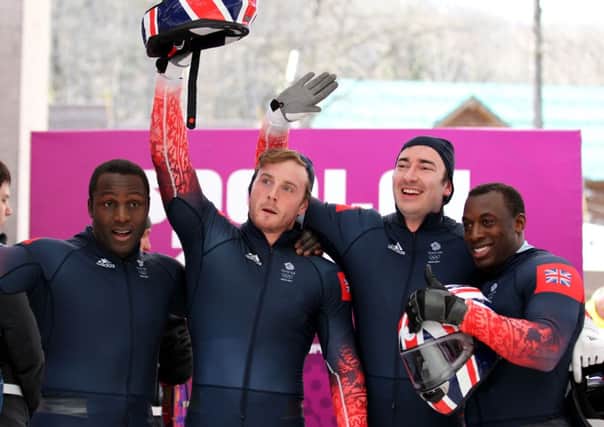 GB's No 2  Bobsleigh team(left to right): Lamin Deen, Ben Simons, Yorkshire's John Baines and Andrew Matthews.