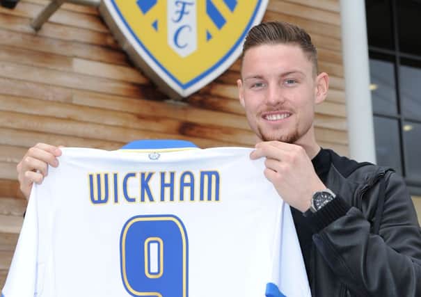 New Leeds United signing Connor Wickham at Thorp Arch.