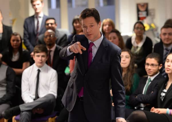 Nick Clegg holding a question and answer session with students yesterday