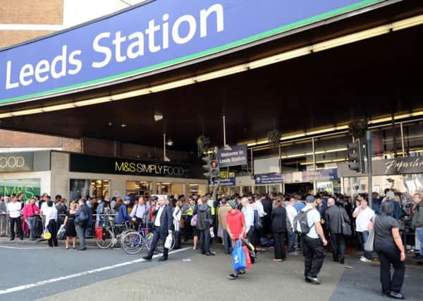 Crowds outside Leeds Station