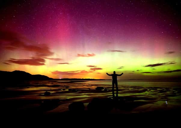 The Northern Lights at Embleton Bay in Northumberland.