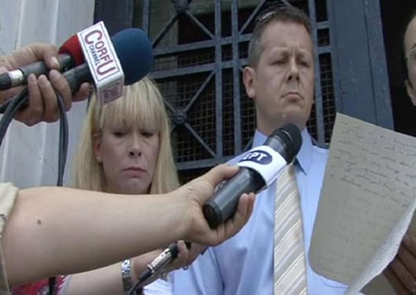 Paul Wood, stepfather, and Sharon Wood, mother of Christianne Shepherd, seven, and her brother Robert, six, who were gassed to death in a holiday tragedy in Corfu.