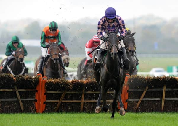 Cockney Sparrow ridden by Dougie Costello on their way to victory at Wetherby last November. Picture Bruce Rollinson.