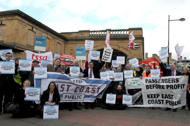 Protesters at York and Doncaster stations