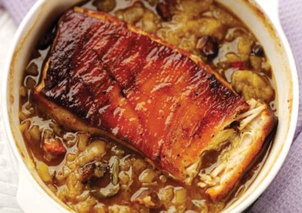 Phil Vickery's Lancashire Cheese & Bramley Apple Pie, and cider pot-roasted belly pork