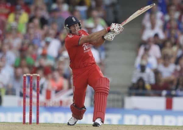 Yorkshire's Tim Bresnan hits a six, but England slipped to another T20 defeat.