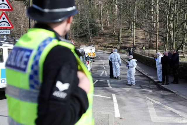 Police at the scene of the discovery. Picture: Ross Parry Agency