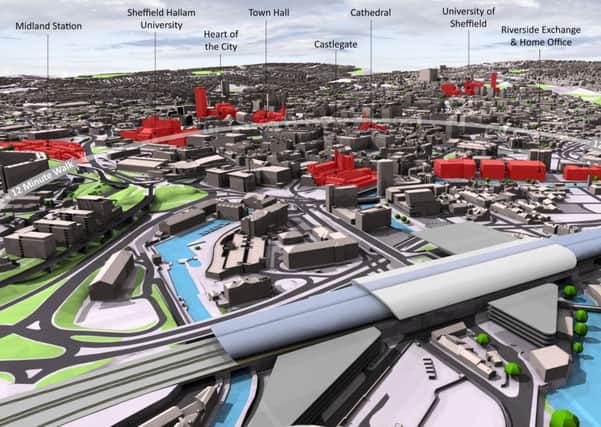 Artist's impression of planned Victoria Station if high speed rail is built through Sheffield City Centre