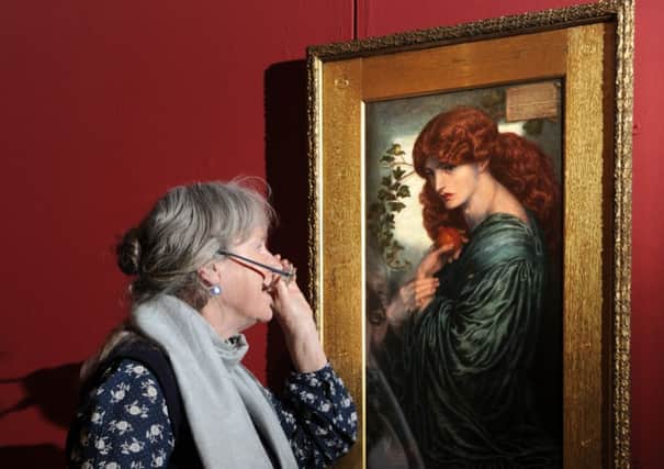 New Exhibition at Cartwright Hall, Bradford, 'Rossetti's Obsession: Images of Jane Morris'.  Pictured looking at some of the portraits is Jan Marsh an expert on Rossetti and Jane Morris from the National Portrait Gallery in London.  14 March 2014.  Picture Bruce Rollinson