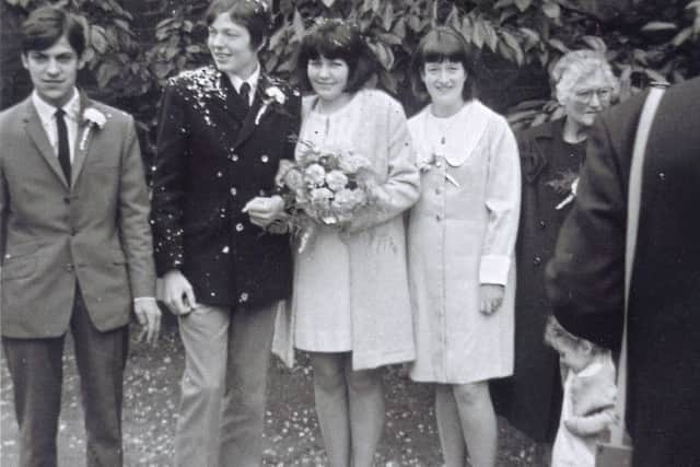 Alan Johnson's wedding line-up, 1968