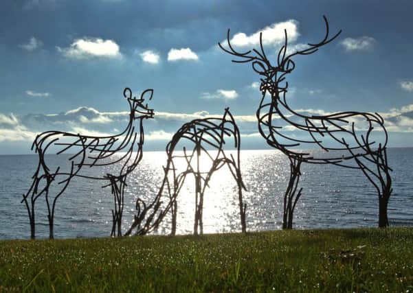The stag, hind and doe on the shores of Lake
Geneva are created by Andrew Kay Sculpture of Kirkby Lonsdale. His
 company relies on satellite broadband to communicate with 
international clients.